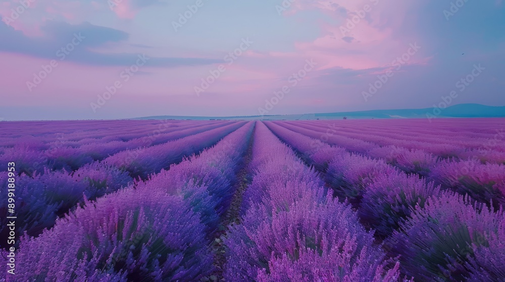 Obraz premium A serene field of lavender in full bloom, stretching out to the horizon.