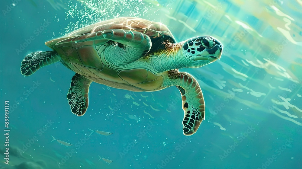 Fototapeta premium turtle swimming in underwater