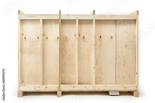 Freestanding plywood stud wall isolated on white background Generative Ai