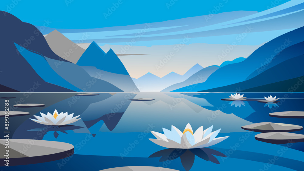 Flat Vector Waterlilies: Beautiful Fat Illustration Flat Vector Waterlilies: Beautiful Fat Illustration