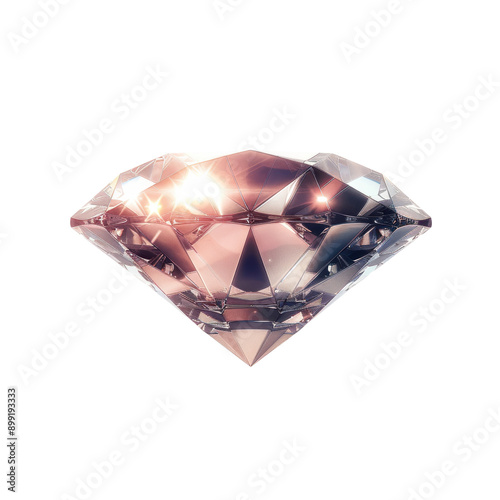 A sparkling diamond with a warm glow, reflecting light with a beautiful shine. photo