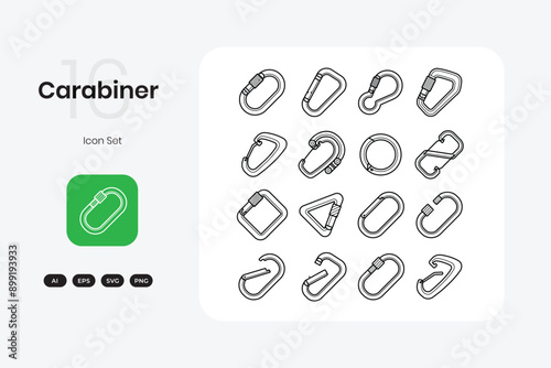 Simple modern outline carabiner icon