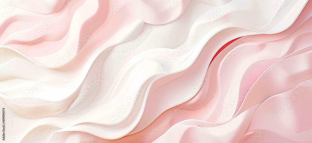Fototapeta premium Elegant and soft background with wavy shapes in different shades of pink, white, lavender, and cream for a sophisticated design