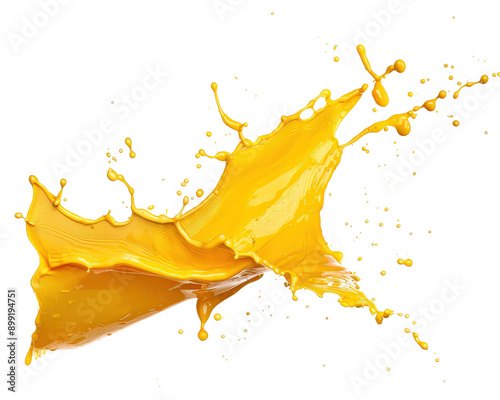 A splash of yellow paint on a white background