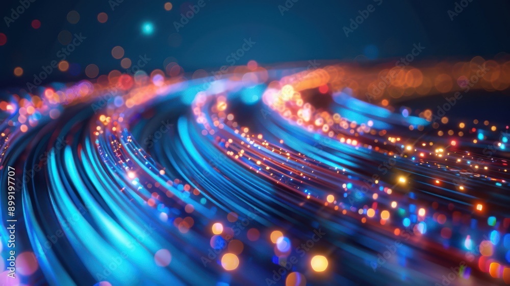 A colorful, swirling line of light that appears to be moving