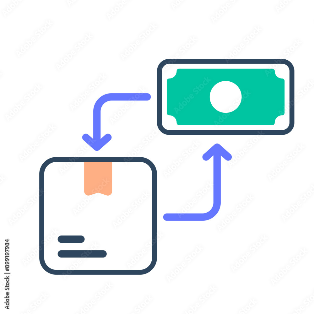 Cash on delivery icon. Cash on delivery, Logistic, Cash, Payment method, Delivery, Package, Pay, Box, Money. Vector icon illustration