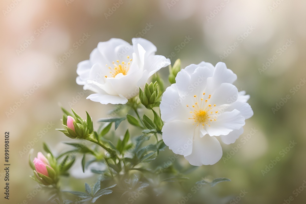 Rock rose flower bokeh background, AI Generated Rock rose flower bokeh background, AI Generated