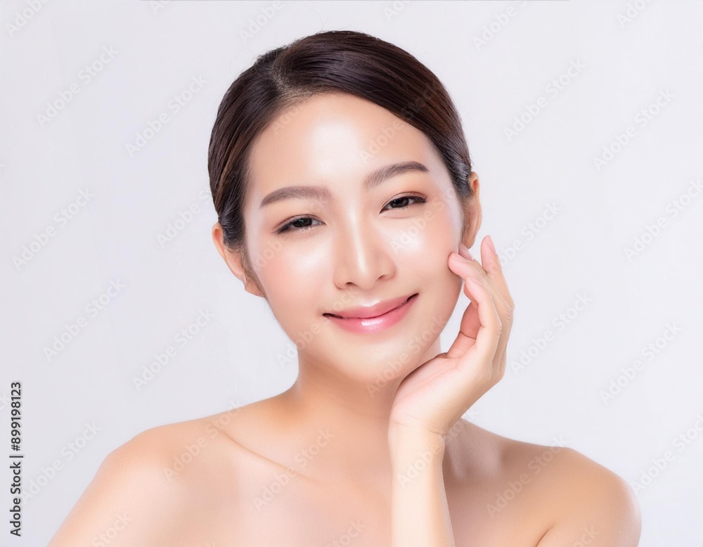 笑顔の若い女性 スキンケア 美容コスメ ビューティーイメージ 笑顔の若い女性 スキンケア 美容コスメ ビューティーイメージ