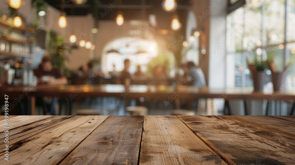 Rustic Wooden Table In A Cozy Cafe Rustic Wooden Table In A Cozy Cafe