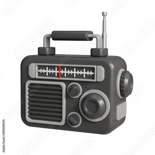 Retro Radio 3d illustration