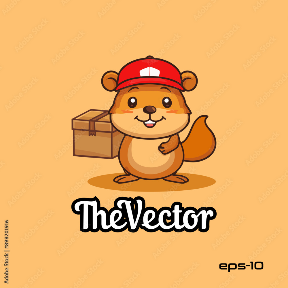 Squirrel courier logo, vector, mascot, character, cartoon, illustration Squirrel courier logo, vector, mascot, character, cartoon, illustration