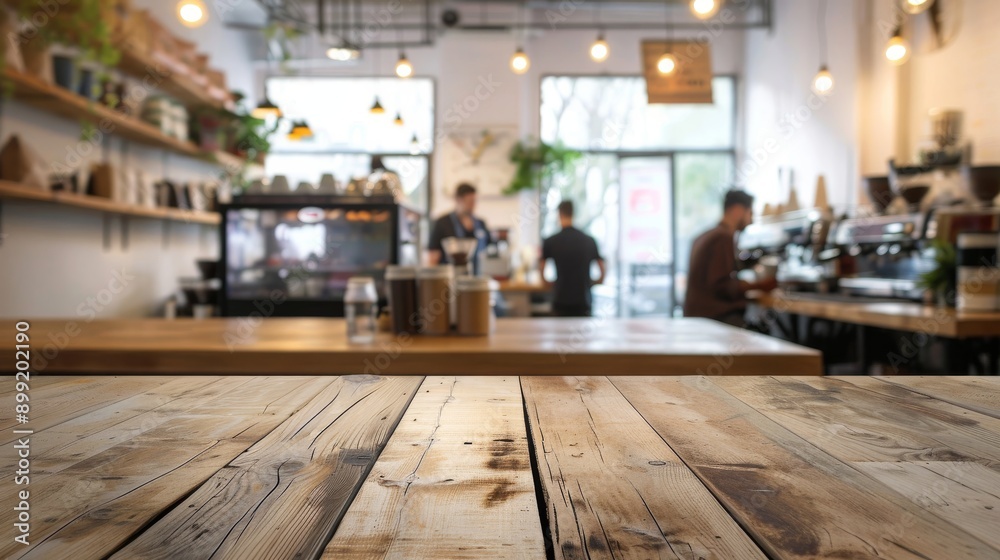 Rustic Coffee Shop Table with Blurred Background Rustic Coffee Shop Table with Blurred Background