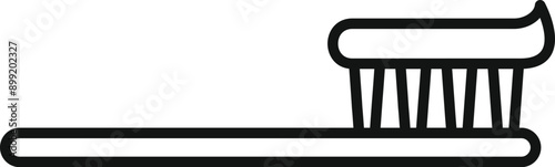 Simple line drawing of a toothbrush with toothpaste, representing oral hygiene and dental care