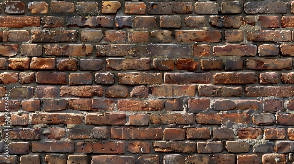 Obraz premium Classic Brick Wall: A classic brick wall background with rich textures, ideal for urban or rustic-themed products. 