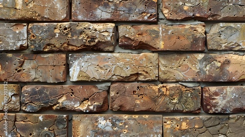 Classic Brick Wall: A classic brick wall background with rich textures, ideal for urban or rustic-themed products.  © sarana
