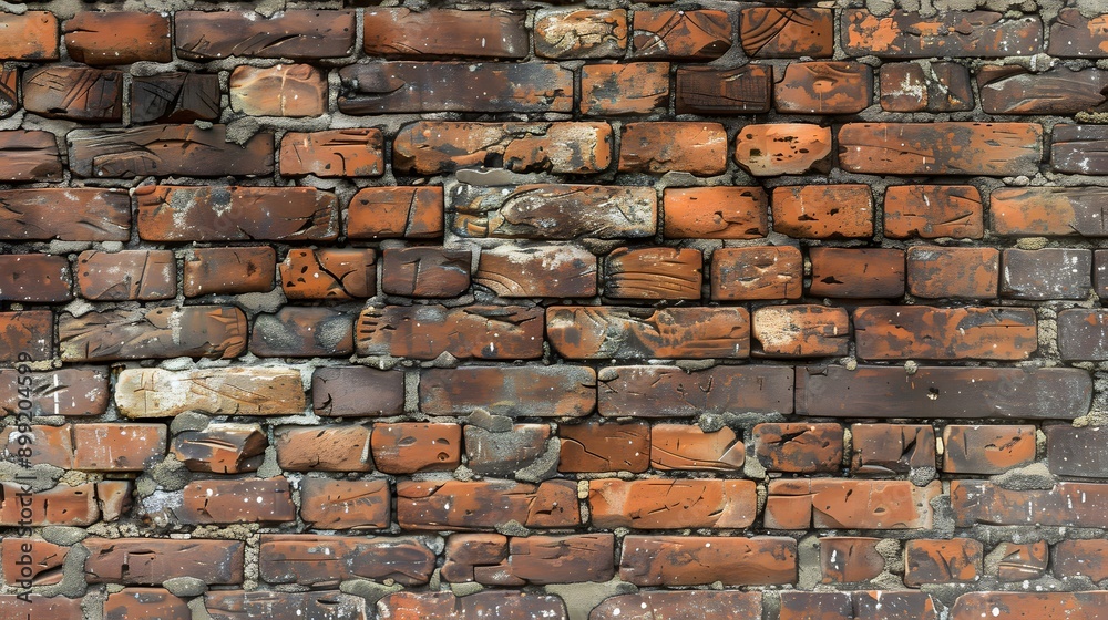 Naklejka premium Classic Brick Wall: A classic brick wall background with rich textures, ideal for urban or rustic-themed products.