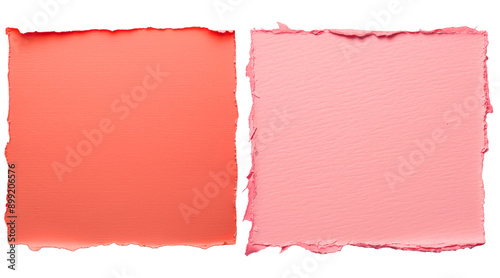 set of two torn ripped paper texture on transparent background