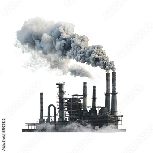 Industrial factories have polluted smokestacks