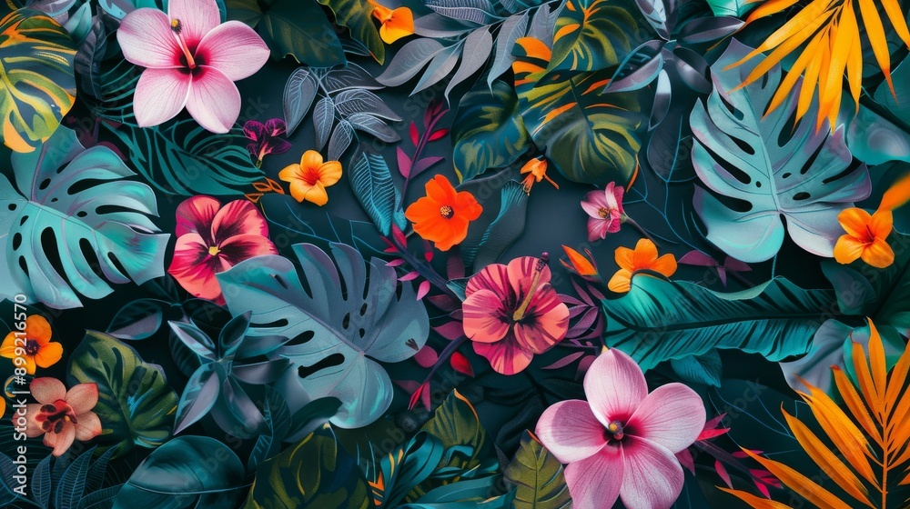Tropical Flowers and Leaves Tropical Flowers and Leaves