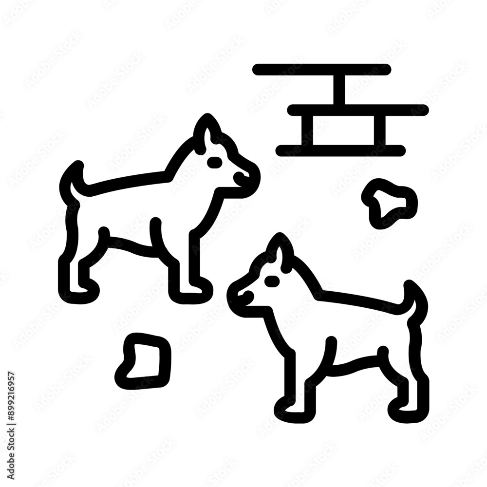 Vector black line icon for Homeless animal Vector black line icon for Homeless animal