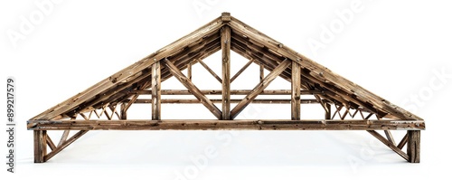 Wooden structure framework isolated on white background Generative Ai