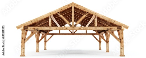 Wooden structure framework isolated on white background Generative Ai
