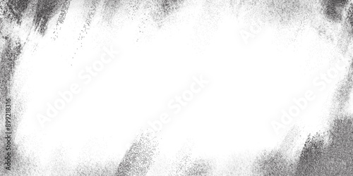 Grunge frame with noise border. Vector grainy background with spray effect. Gradient rough overlay with stipple gradation texture. Sand and dust vintage graphic. Vector aged picture