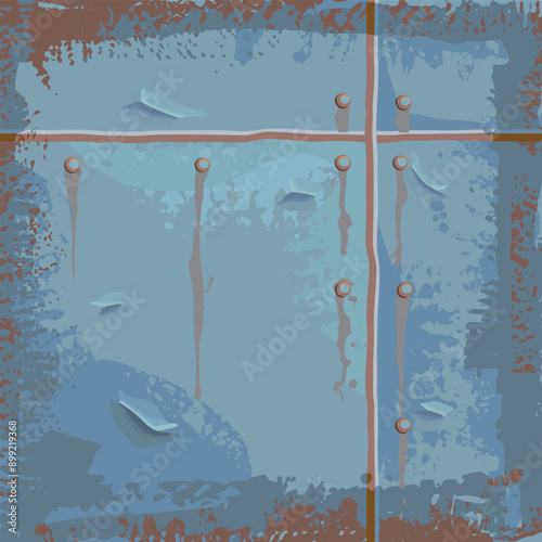 Worn steel banner scratched...