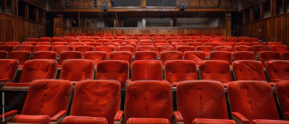 Fototapeta premium Theatre auditorium furniture indoors, AI generative.