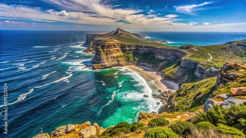 Scenic view of Cape of Good Hope with rugged coastlines and clear blue skies, Cape of Good Hope, South Africa