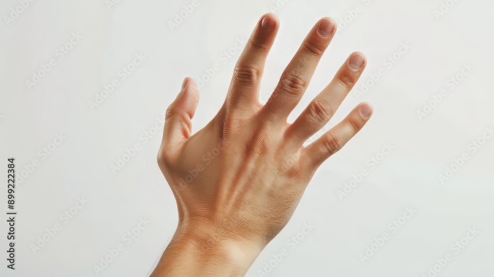 A hand reaching up with an open palm and spread fingers A hand reaching up with an open palm and spread fingers