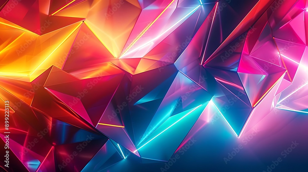 Vibrant abstract background featuring a blend of colorful triangular shapes and dynamic lighting, perfect for creative projects. Vibrant abstract background featuring a blend of colorful triangular shapes and dynamic lighting, perfect for creative projects.