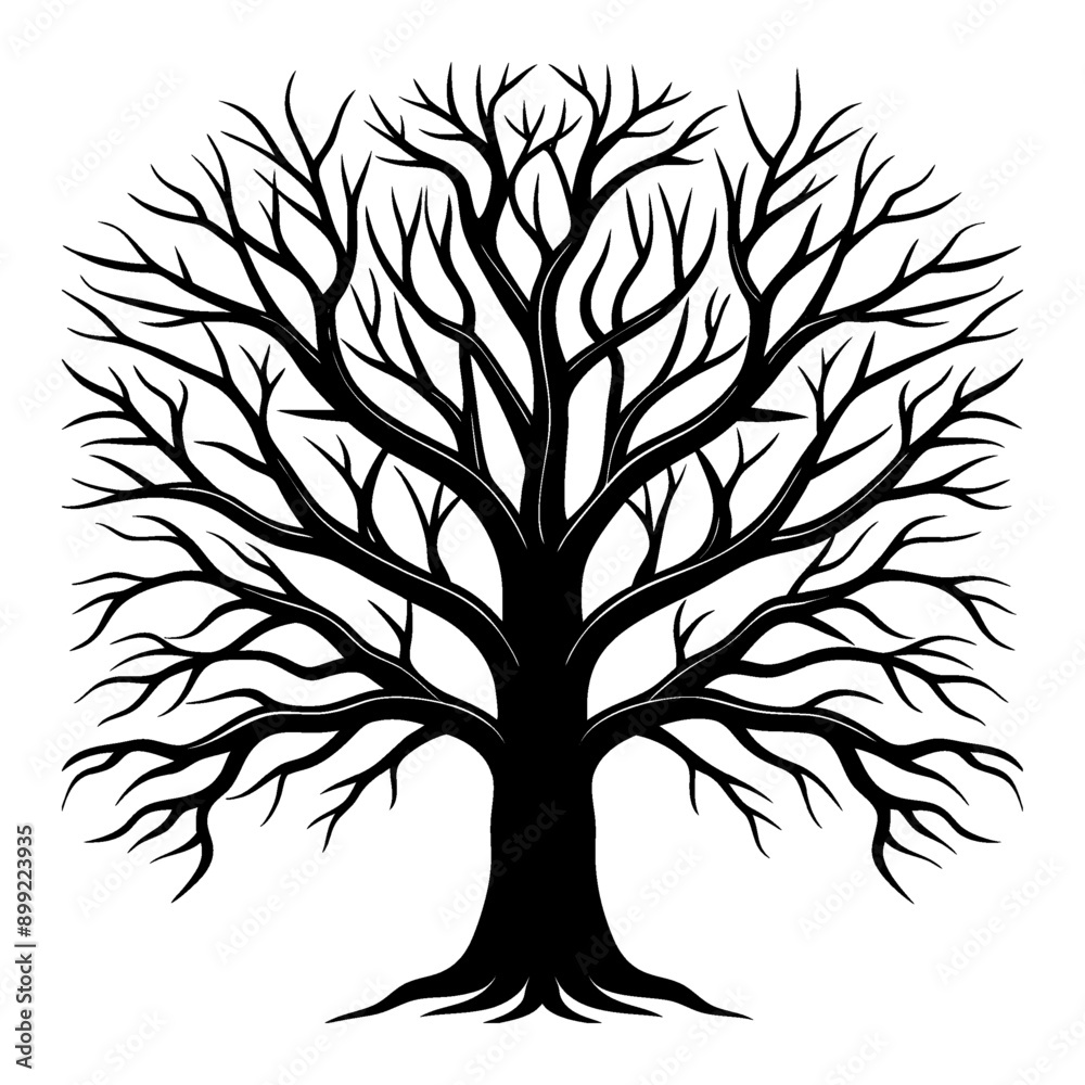 Fototapeta premium Bare-branched winter trees Silhouette graphic in vector format.