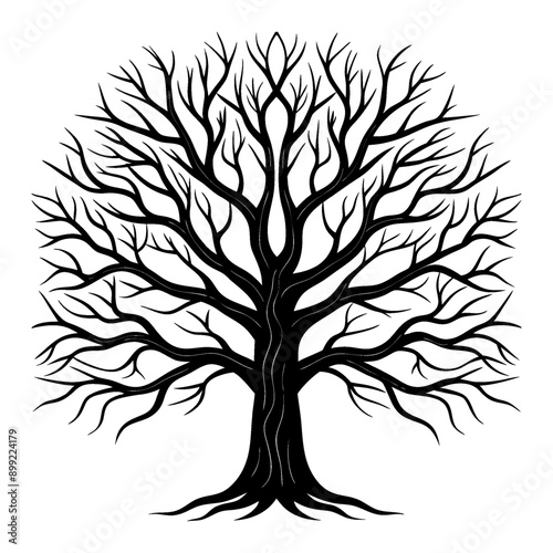 Bare-branched winter trees Silhouette graphic in vector format.