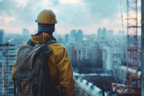 Builder man against cityscape © Сергей Косилко