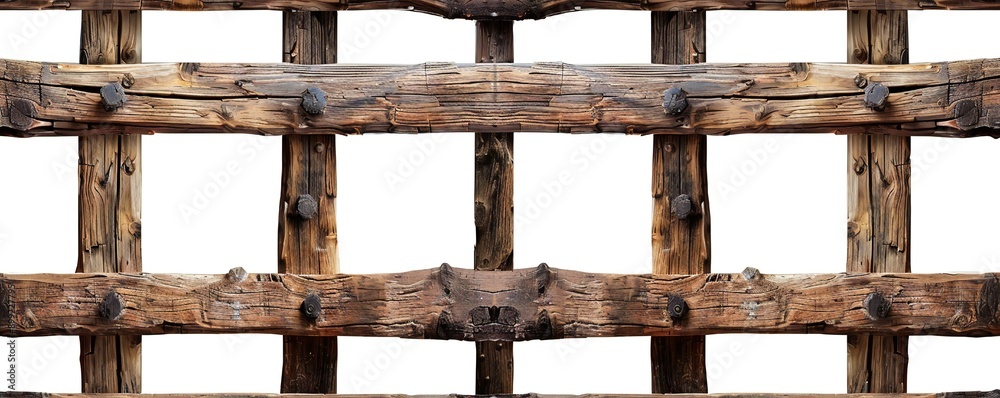 Rustic wooden structure fence framework isolated on white background Generative Ai Rustic wooden structure fence framework isolated on white background Generative Ai