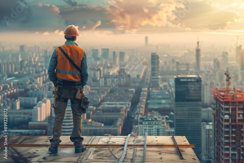 Builder man against cityscape © Сергей Косилко