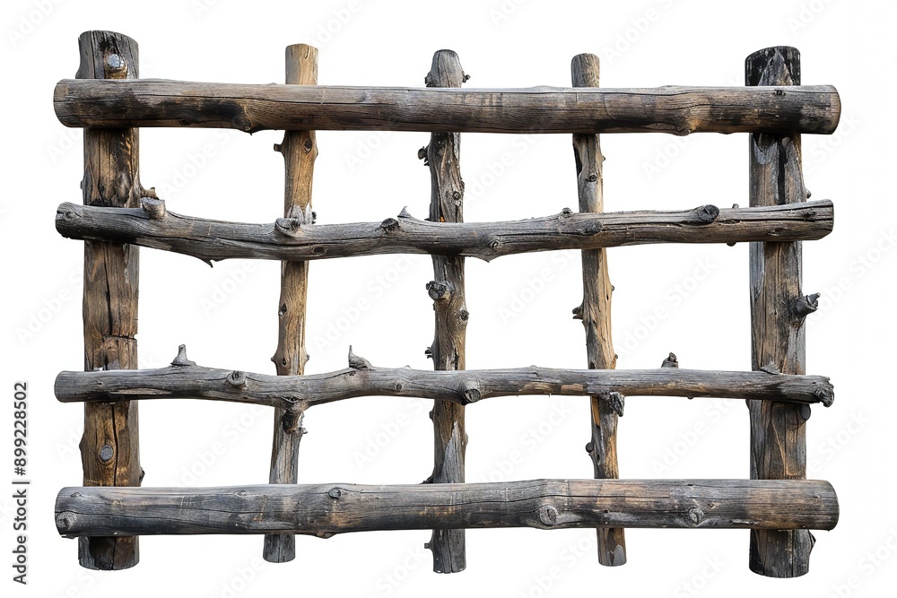Naklejka premium Wooden structure framework isolated on white background Generative Ai
