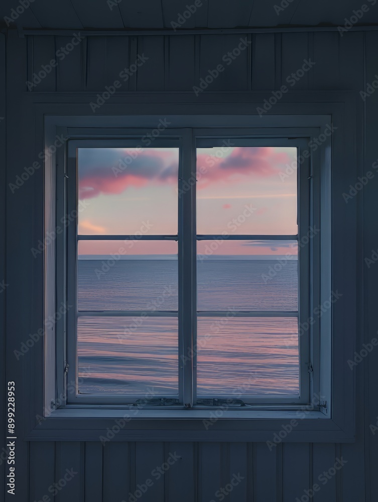 A Window View of the Sea at Sunset A Window View of the Sea at Sunset