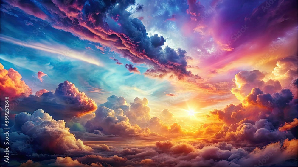 Fototapeta premium A captivating photo of a mystical sky filled with vibrant colors and enchanting clouds, mystic, skies, celestial