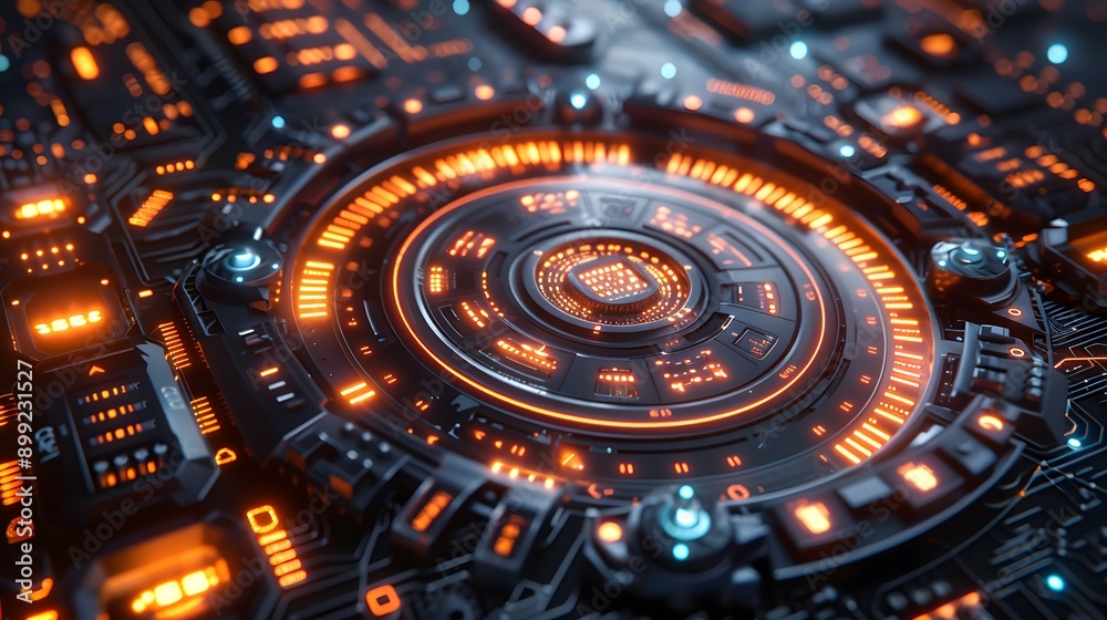 Futuristic Technology Interface with Orange Lights. Futuristic Technology Interface with Orange Lights.