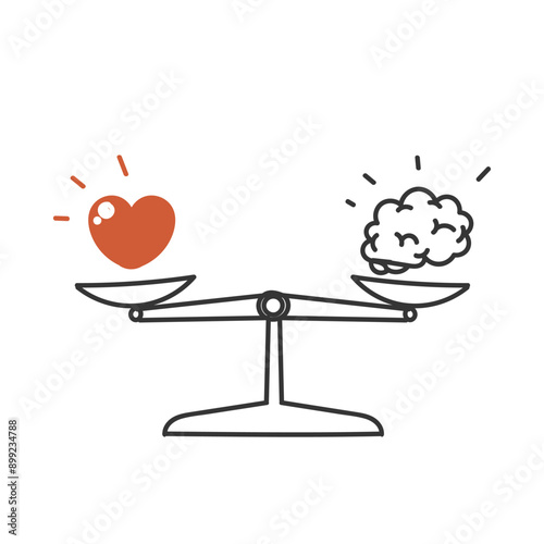 hand drawn doodle love and brain balance illustration