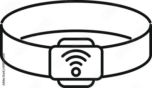 Smart belt buckle showing wifi signal icon, internet of things concept