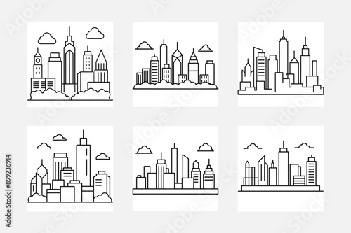 Explore Skyline Line Art in Kids Coloring Illustrations
