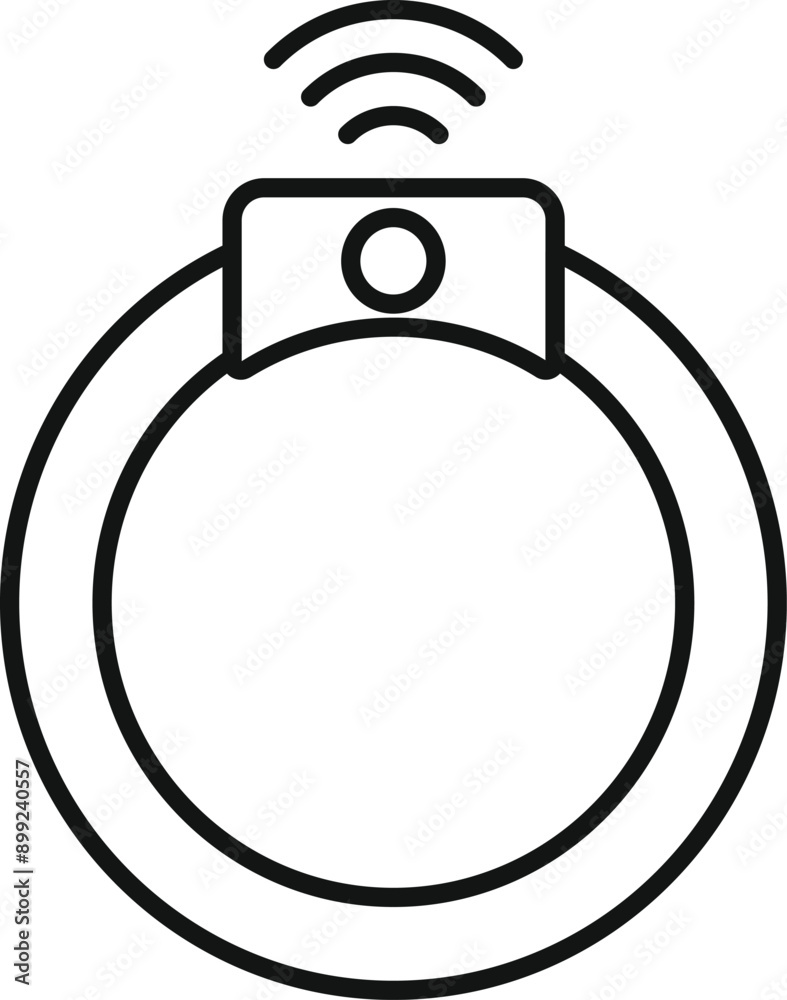 Line icon of a smart bracelet sending data with wifi Line icon of a smart bracelet sending data with wifi