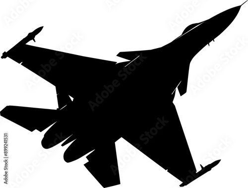 Silhouette fighter jet plane, fighter aircraft vector illustration