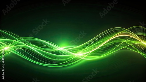 Abstract glowing green lines in wavy pattern , technology, abstract, background, futuristic, elegance, design, neon, vibrant