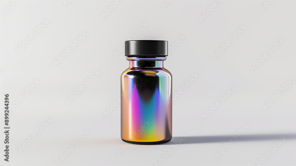 High-Resolution 3D Shilajit Extract Supplement Bottle with Reflective Holographic Label, Central Composition on White Background High-Resolution 3D Shilajit Extract Supplement Bottle with Reflective Holographic Label, Central Composition on White Background