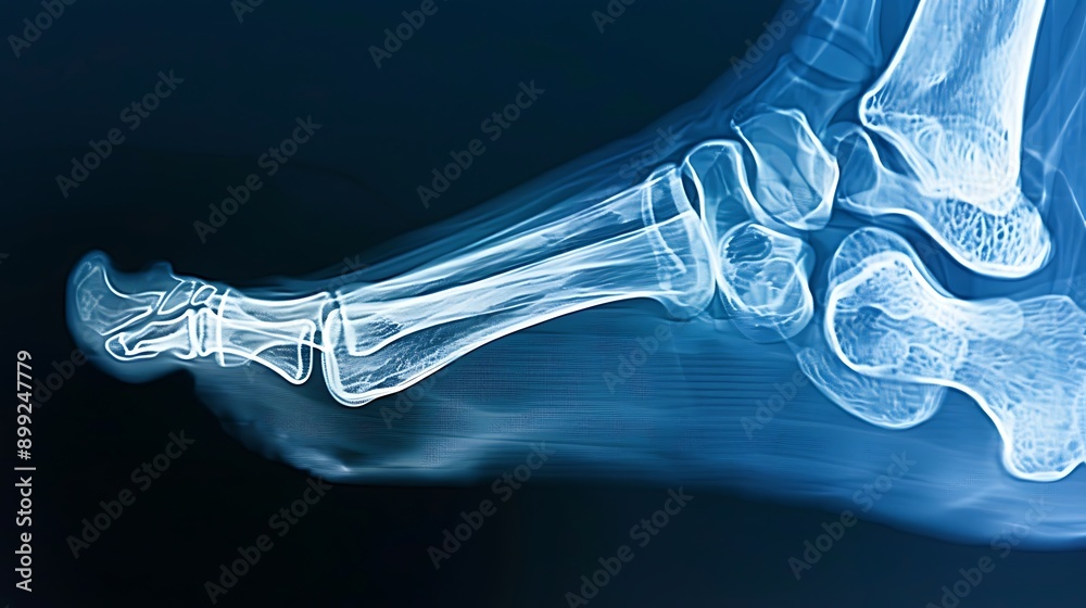 x-ray of a human foot and ankle. x-ray of a human foot and ankle.