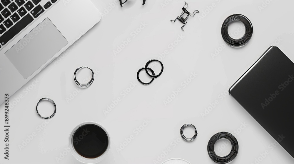 Minimalist Office Desk Setup with Black and White Elements Minimalist Office Desk Setup with Black and White Elements